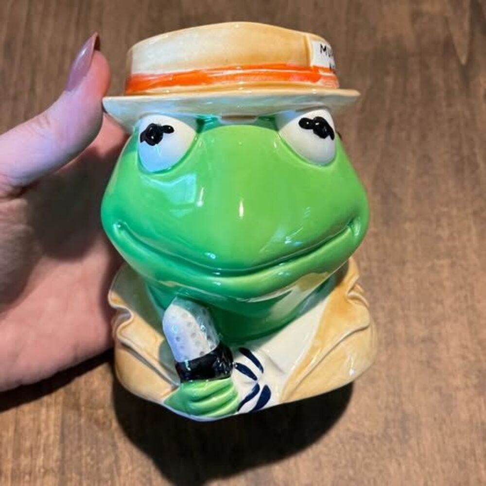 Vintage Sigma Kermit the Frog Muppet News Reporter Ceramic Coffee Mug